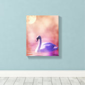 White Swan drijft op een slecht meer Canvas Afdruk (Insitu (Houten vloer))