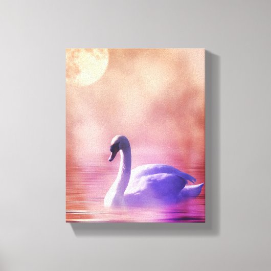 White Swan drijft op een slecht meer Canvas Afdruk (Voorkant)