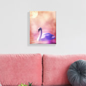 White Swan drijft op een slecht meer Canvas Afdruk (Insitu (Woonkamer))