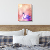 White Swan drijft op een slecht meer Canvas Afdruk (Insitu (Slaapkamer))