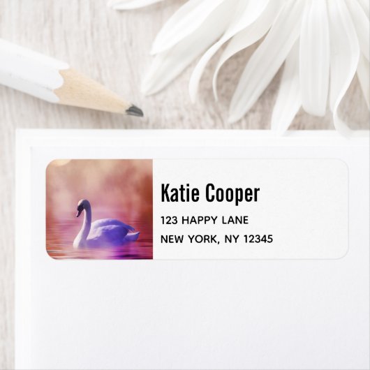 White Swan drijft op een slecht meer Etiket (Insitu)