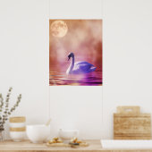 White Swan drijft op een slecht meer Poster (Keuken)
