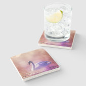 White Swan drijft op een slecht meer Stenen Onderzetter (Zijkant)