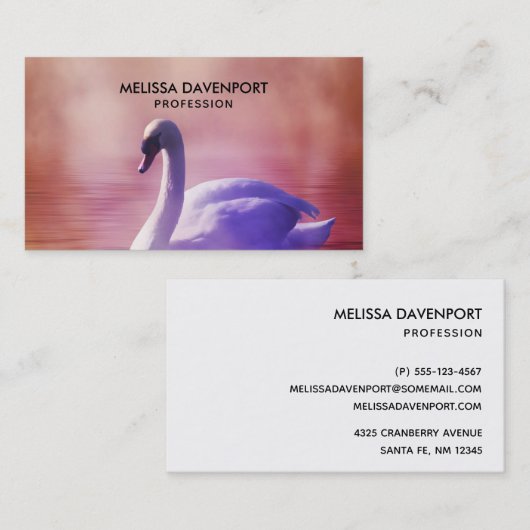 White Swan drijft op een slecht meer Visitekaartje (Voorkant / Achterkant)