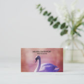 White Swan drijft op een slecht meer Visitekaartje (Staand voorkant)