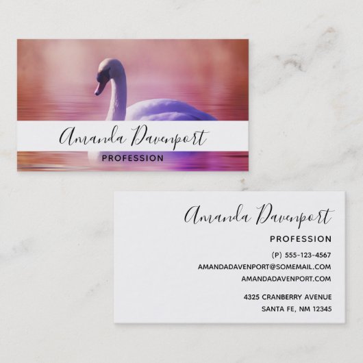 White Swan drijft op een slecht meer Visitekaartje (Voorkant / Achterkant)