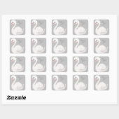 White Swan Elegant Grey Script Bedankt Vierkante Sticker (Vel)