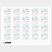 White Swan Elegant Script Blue Bedankt Vierkante Sticker (Vel)