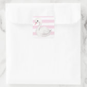 White Swan Elegant Script roze Stripe Girl Vierkante Sticker (Tas)