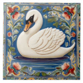 White Swan Europese Folk Animal Bird Art Tegeltje (Voorkant)