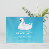 White Swan Float Verjaardag Pool Party Kaart (Staand voorkant)