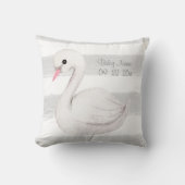 White Swan Gray Script Persoonlijk geboren Kussen (Voorkant)