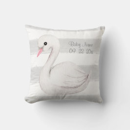 White Swan Gray Script Persoonlijk geboren Kussen