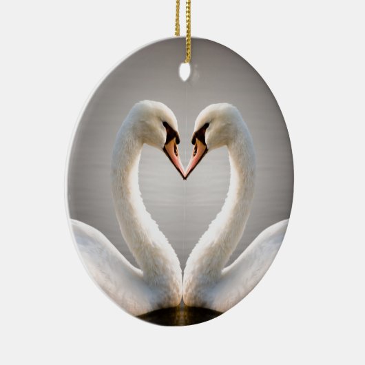 White Swan Heart Keramisch Ornament (Rechts)