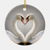 White Swan Heart Keramisch Ornament (Voorkant)