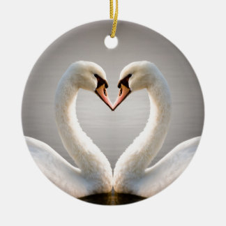 White Swan Heart Keramisch Ornament