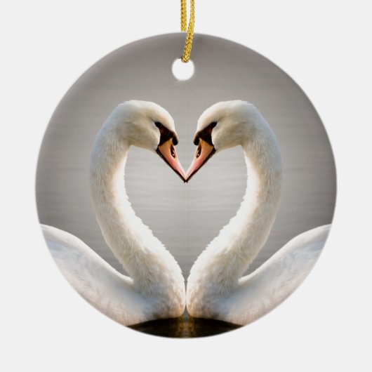 White Swan Heart Keramisch Ornament (Voorkant)