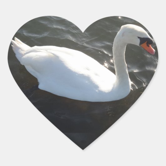 White Swan Heart Sticker (Voorkant)