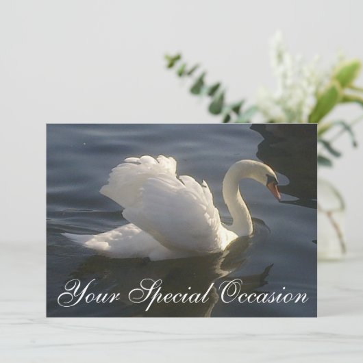 White Swan Invitation Kaart (Staand voorkant)