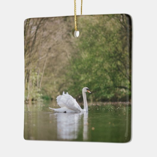 White Swan Keramisch Ornament (Links)