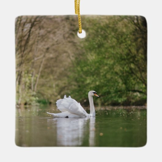 White Swan Keramisch Ornament (Voorkant)