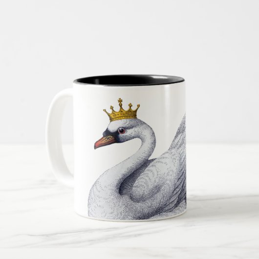 White Swan met Gold Crown Tweekleurige Koffiemok (Voorkant links)
