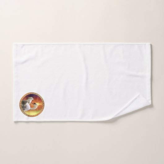 White Swan met gouden en oranje achtergrond Bad Handdoek (Handdoek)