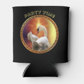 White Swan met gouden en oranje achtergrond Blikjeskoeler (Voorkant)