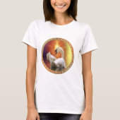 White Swan met gouden en oranje achtergrond T-shirt (Voorkant)