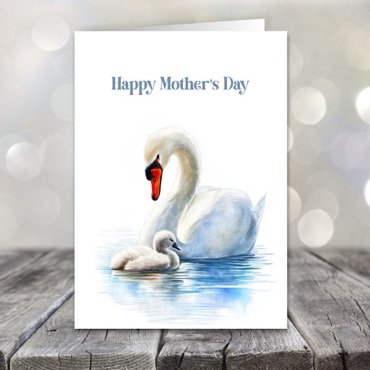 White Swan Mother's Day Feestdagen Kaart