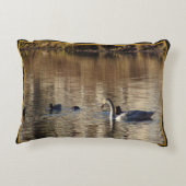 White Swan n Mallard Ducks Accent Pillow Accent Kussen (Achterkant)