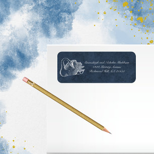 White Swan Navy Blue Return Address Etiket