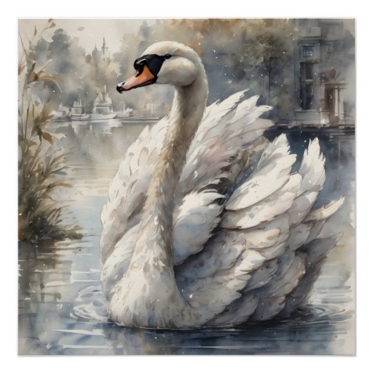 White Swan no 16 Glanzend Poster (Voorkant)