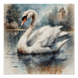 White Swan no 5 Glanzend Poster