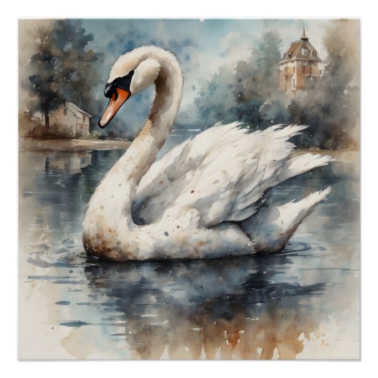 White Swan no 5 Glanzend Poster (Voorkant)