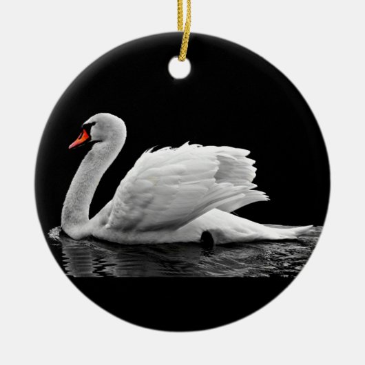 White Swan op Lake Keramisch Ornament (Voorkant)