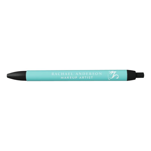 White Swan op Robin Egg Blue Minimalist Zwarte Inkt Pen (Voorkant)