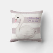 White Swan Paars Script Personalize Girl Birth Kussen (Achterkant)