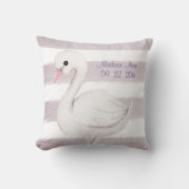 White Swan Paars Script Personalize Girl Birth Kussen (Voorkant)