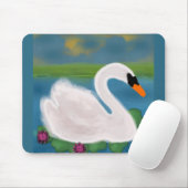 White Swan Painting Mousepad Muismat (Met muis)