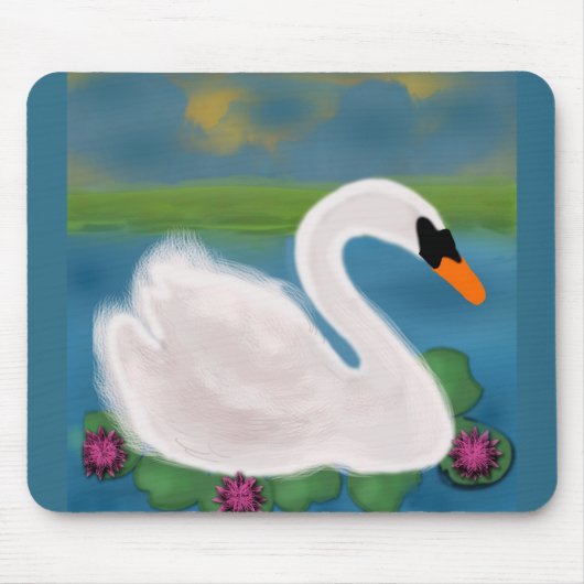 White Swan Painting Mousepad Muismat (Voorkant)