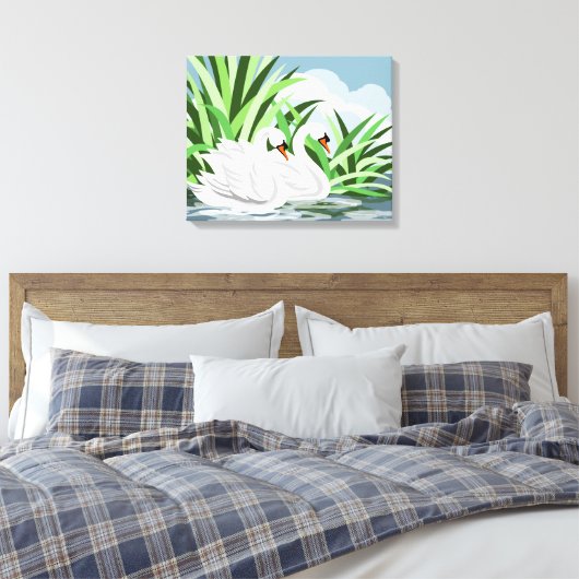 White Swan Pair Art Prints (Insitu (Slaapkamer))