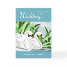 White Swan Pair Wedding Invitations