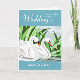 White Swan Pair Wedding Invitations