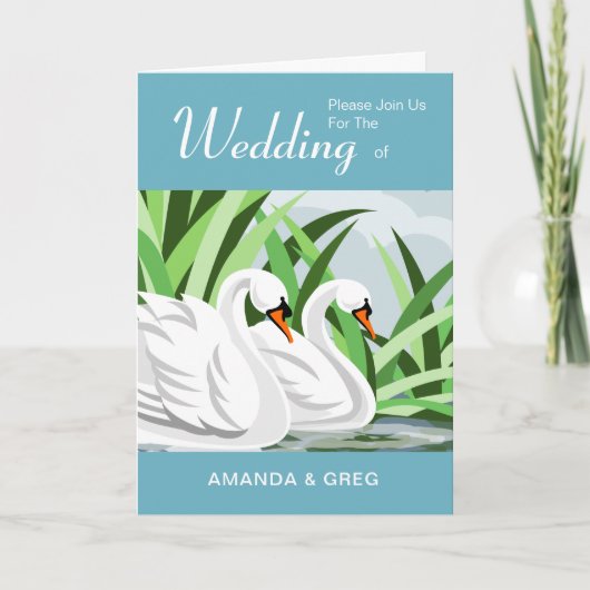 White Swan Pair Wedding Invitations (Voorkant)