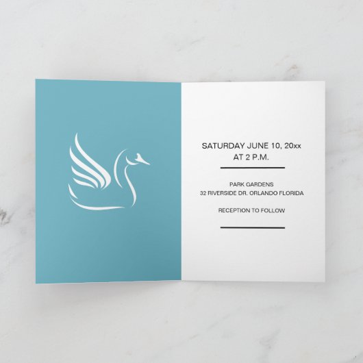 White Swan Pair Wedding Invitations (Binnen)