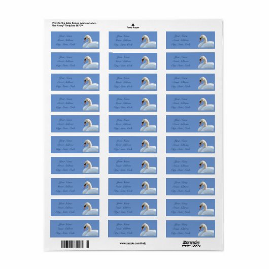 White Swan Return Address Labels (Full Sheet)