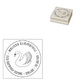 White Swan Round Address Rubberstempel (Gestempeld)