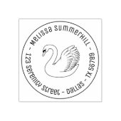 White Swan Round Address Rubberstempel (Afrduk)