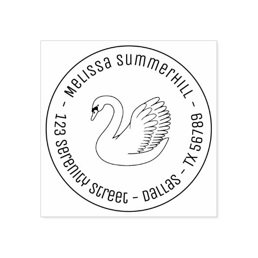 White Swan Round Address Rubberstempel (Afrduk)